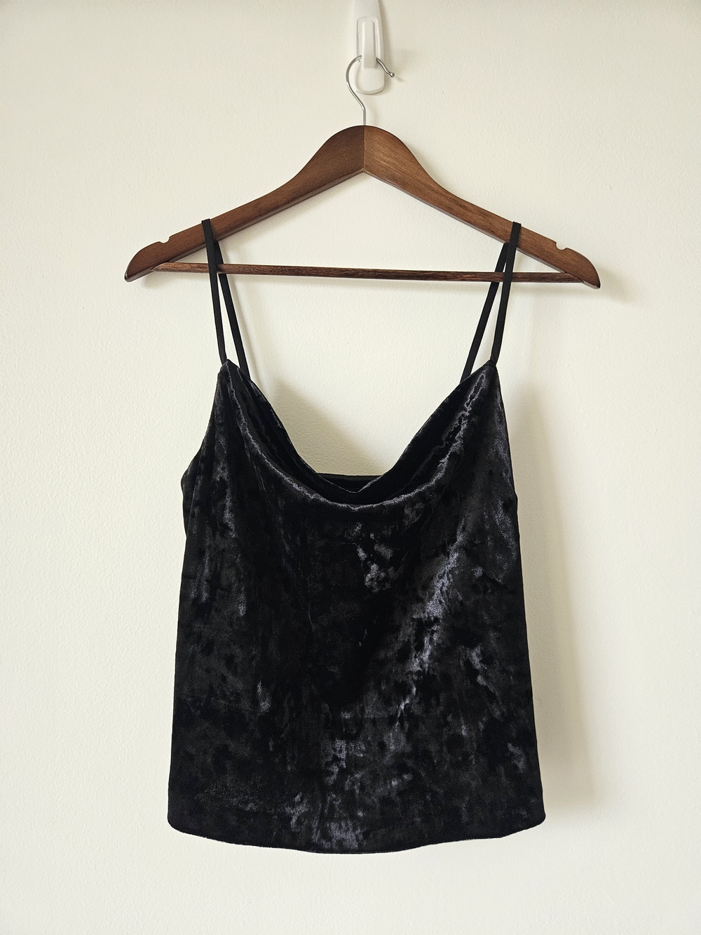 Club Monaco Black Velvet Cowl-Neck Camisole Top